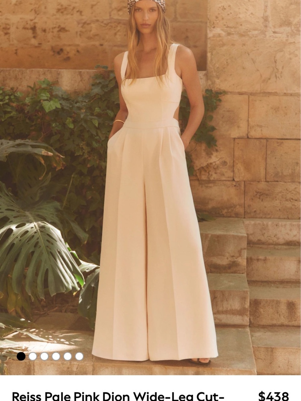 Reiss Blush Cutout Wide-Leg Jumpsuit - Picture 6 of 8